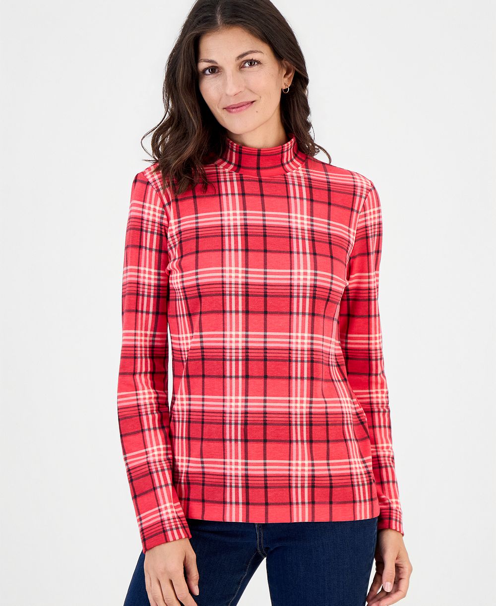 Style & Co Women's Printed Mock-Neck Long-Sleeve Tee, Macy's Exclusive