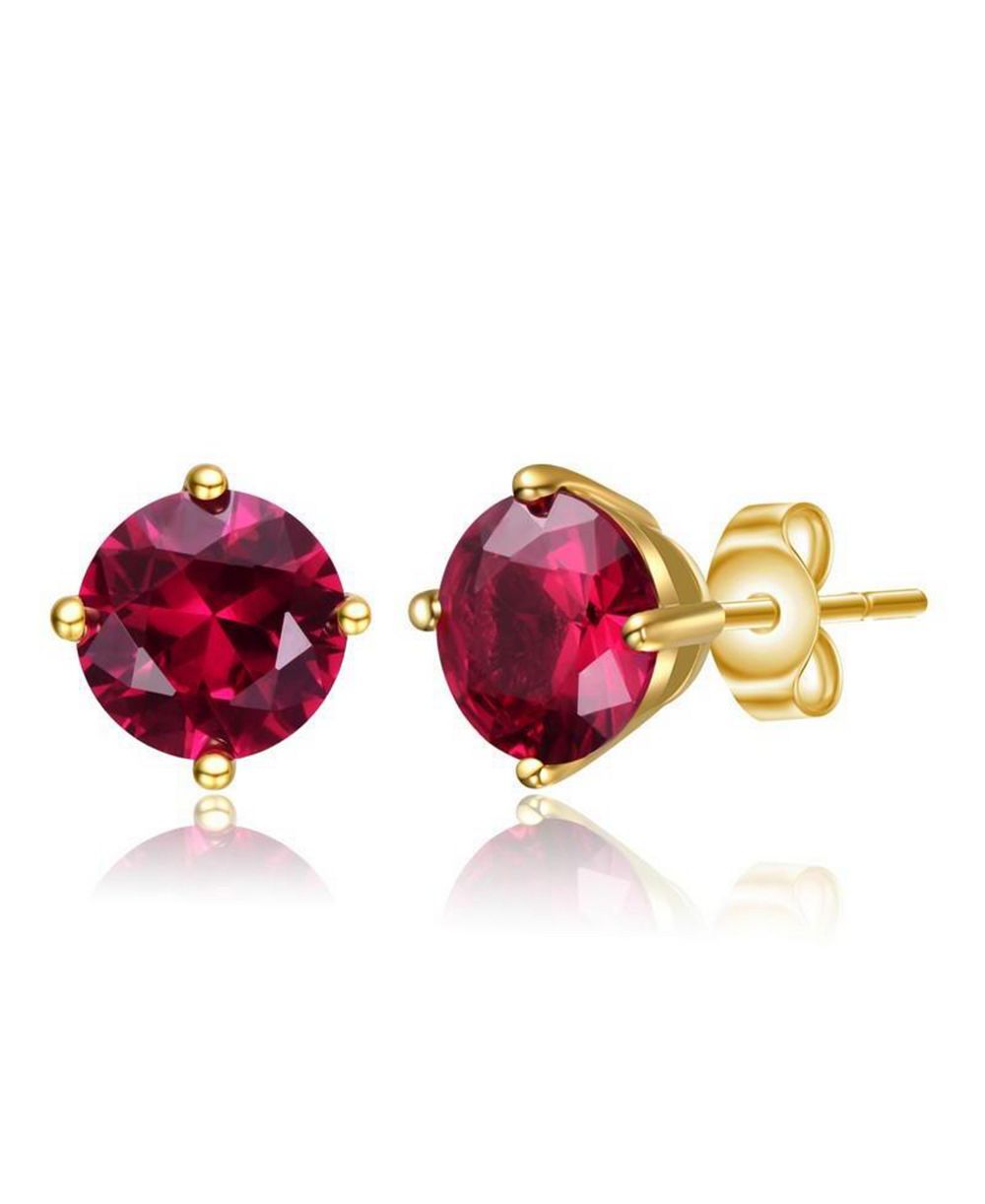 Genevive серьги-гвоздики 14K Gold Plated с кубическим цирконием, 7MM