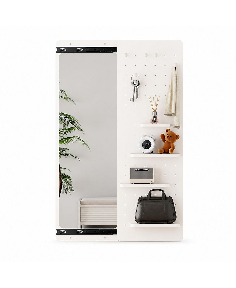 PHYING Wall Mounted Full Length Mirror Multi-Functional Push Pull Design Space Saving Panel Mirror for Bedroom Living Room Entrance Decor