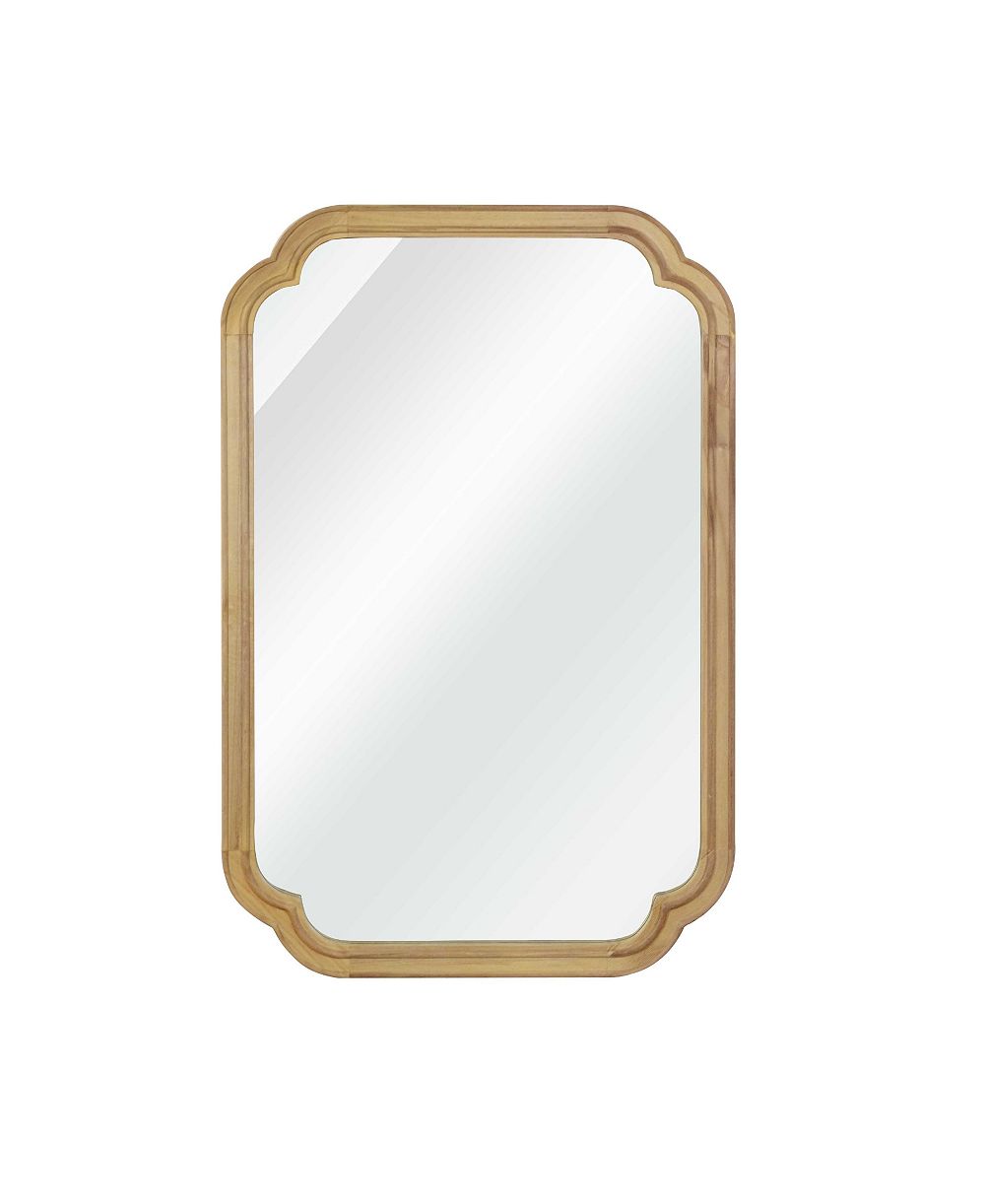 PHYING Natural Wood Color Solid Wood Frame Mirror Rounded Corner Decorative Wall Mirror for Bedroom Bathroom Living Room Entryway Wall Decor