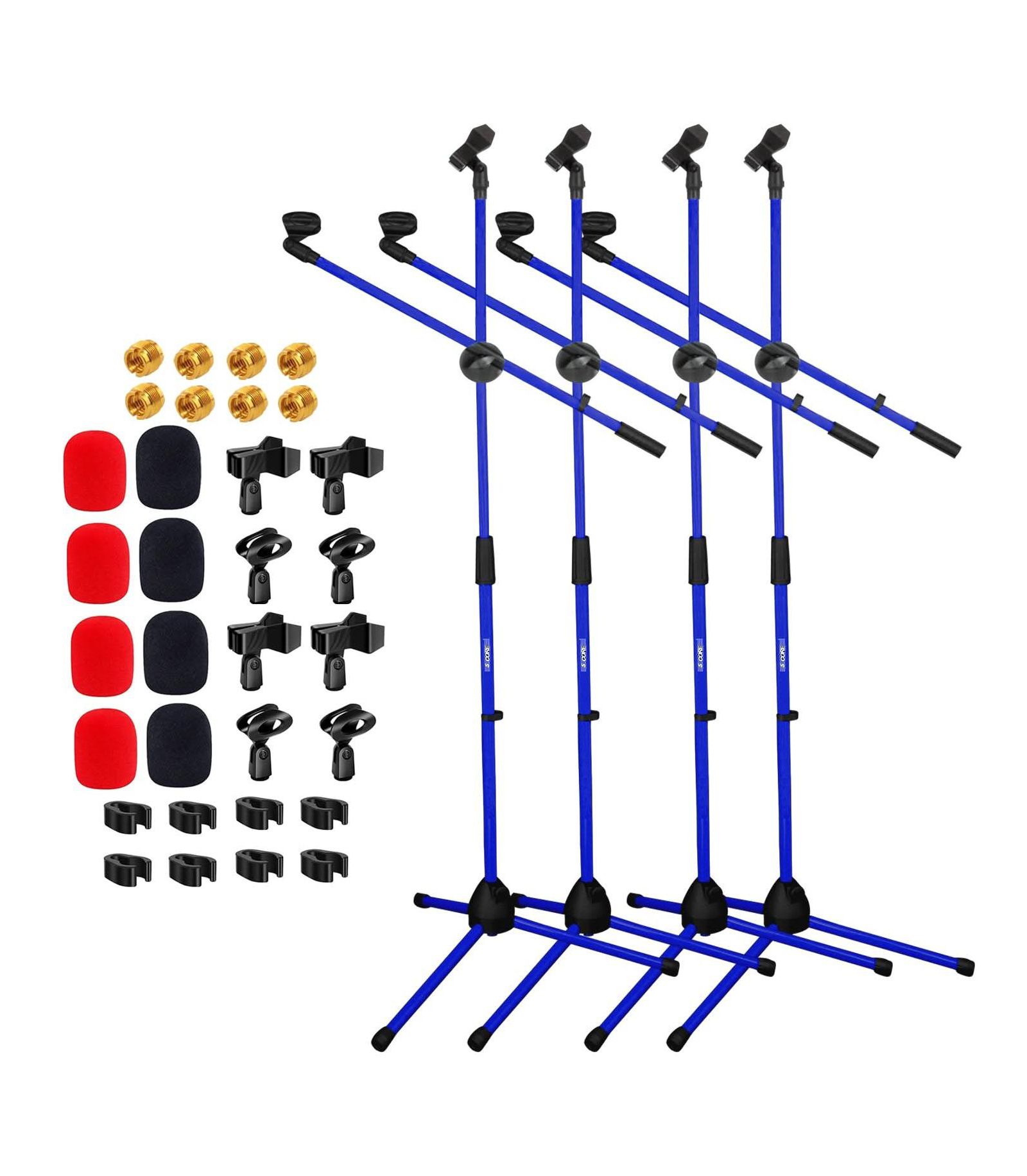 5 Core Height Adjustable Telescoping Boom Arm Tripod Microphone Stands, 4-Piece Set