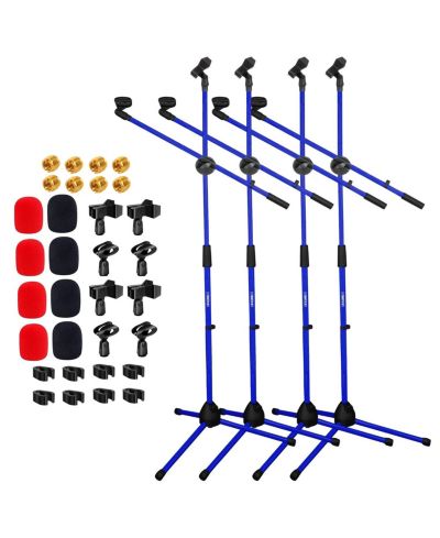 5 Core Height Adjustable Telescoping Boom Arm Tripod Microphone Stands, 4-Piece Set