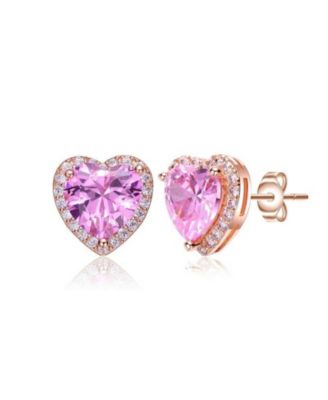 Серьги-гвоздики Rachel Glauber Dainty с изящным сердцем, покрытие 18K Rose Gold, CZ