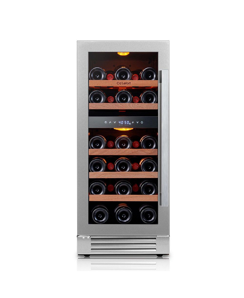 Ca'Lefort 15 inch Wine cooler Refrigerator , Dual Zone 28-Bottle 40-65degree(s)F,3 color LED, Built-in/Freestanding for home 3.2 Cubic Feet
