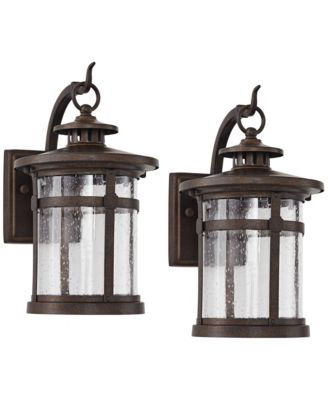 Набор уличных настенных светильников Franklin Iron Works Callaway Rustic Industrial, 2 шт., прозрачное стекло для столбов