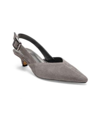 Forever & Always Shoes Women's Dioris Leather Slingback Kitten Heel Pump