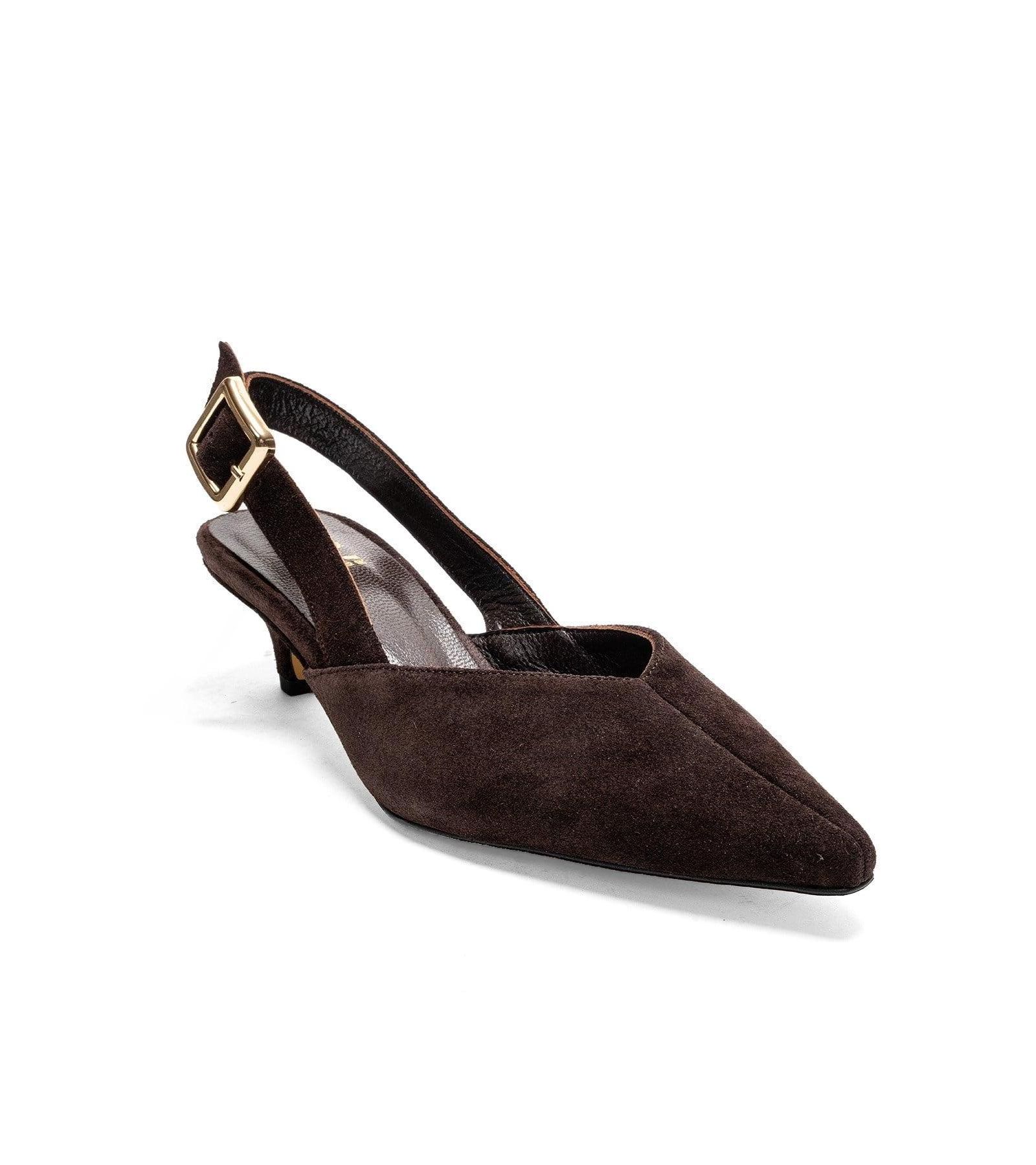 Forever & Always Shoes Women's Dioris Leather Slingback Kitten Heel Pump