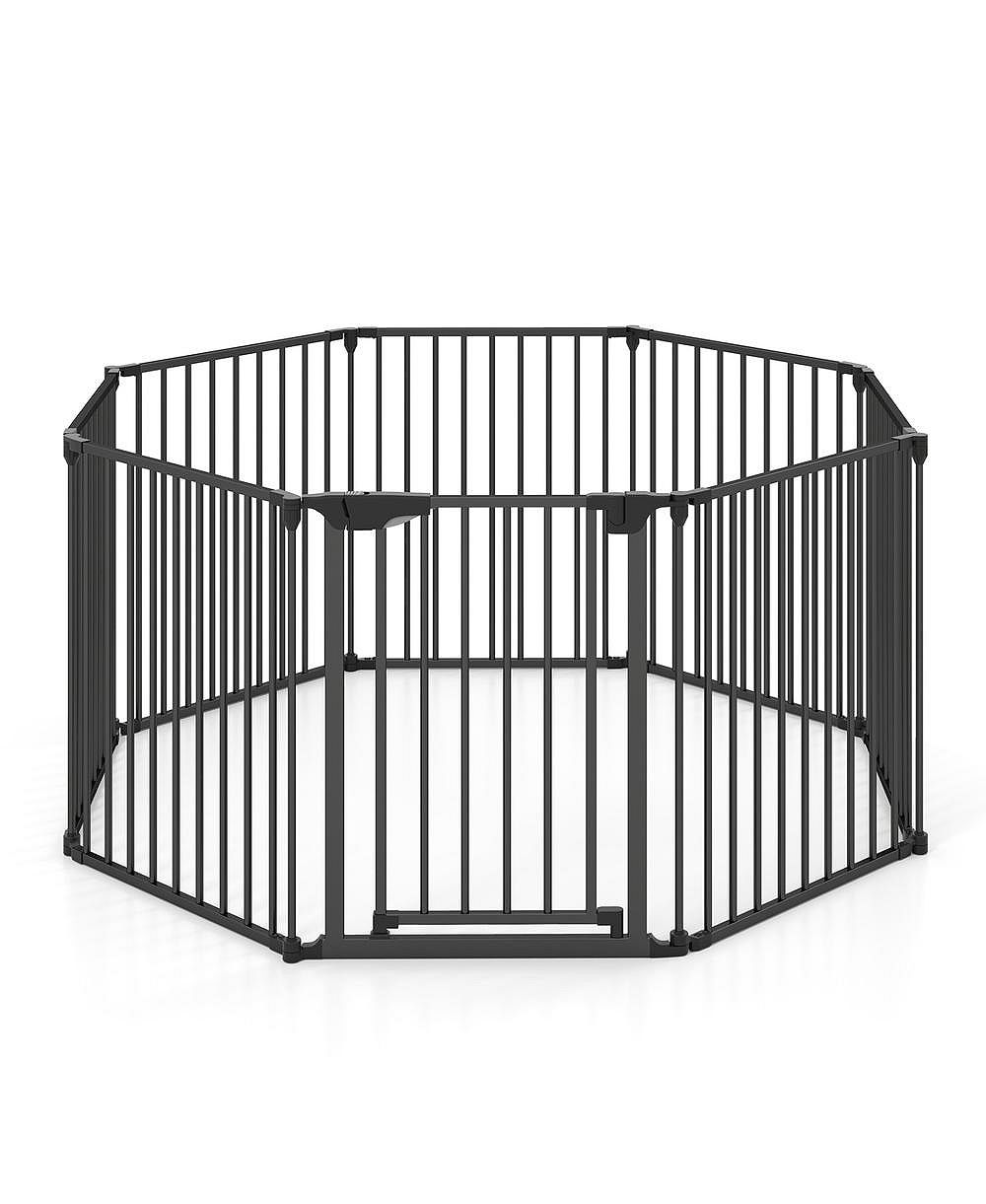 RUIE 8-Panel Extra Wide Pet Safety Gate Adjustable Auto-Close Door