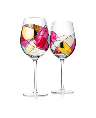 The Wine Savant Artisanal ручные расписные винные бокалы, набор из 2 шт.