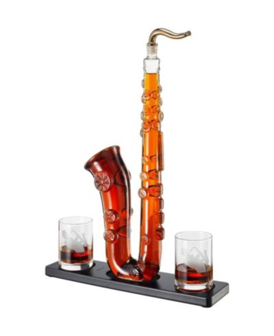 The Wine Savant Saxophone 3-Piece Glass Decanter Set