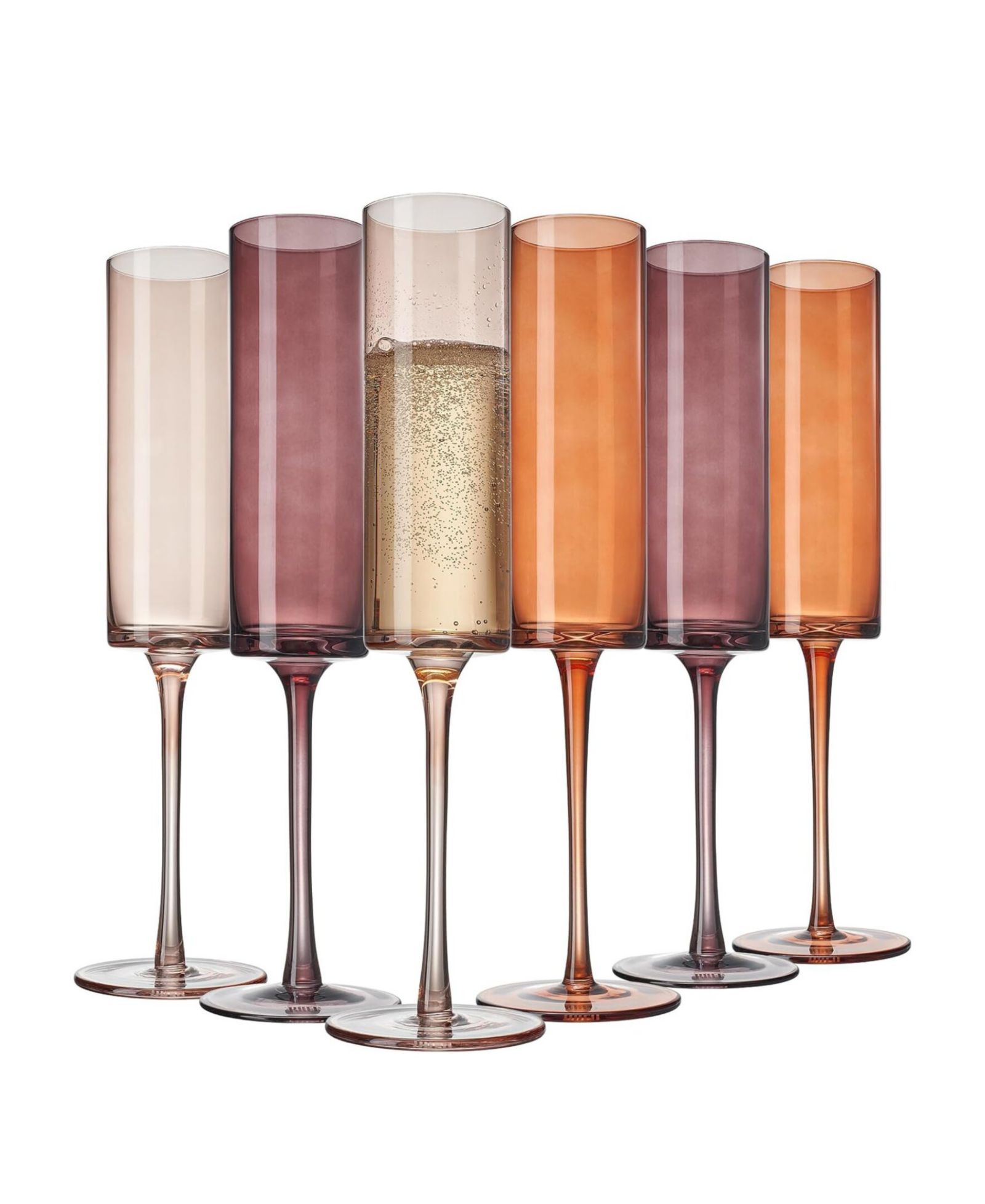 Набор бокалов для шампанского The Wine Savant Venus Amber Ribbed, Set of 6