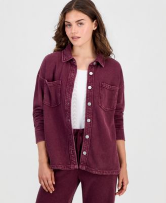 And Now This Petite French Terry Button-Front Shacket, Macy's Exclusive