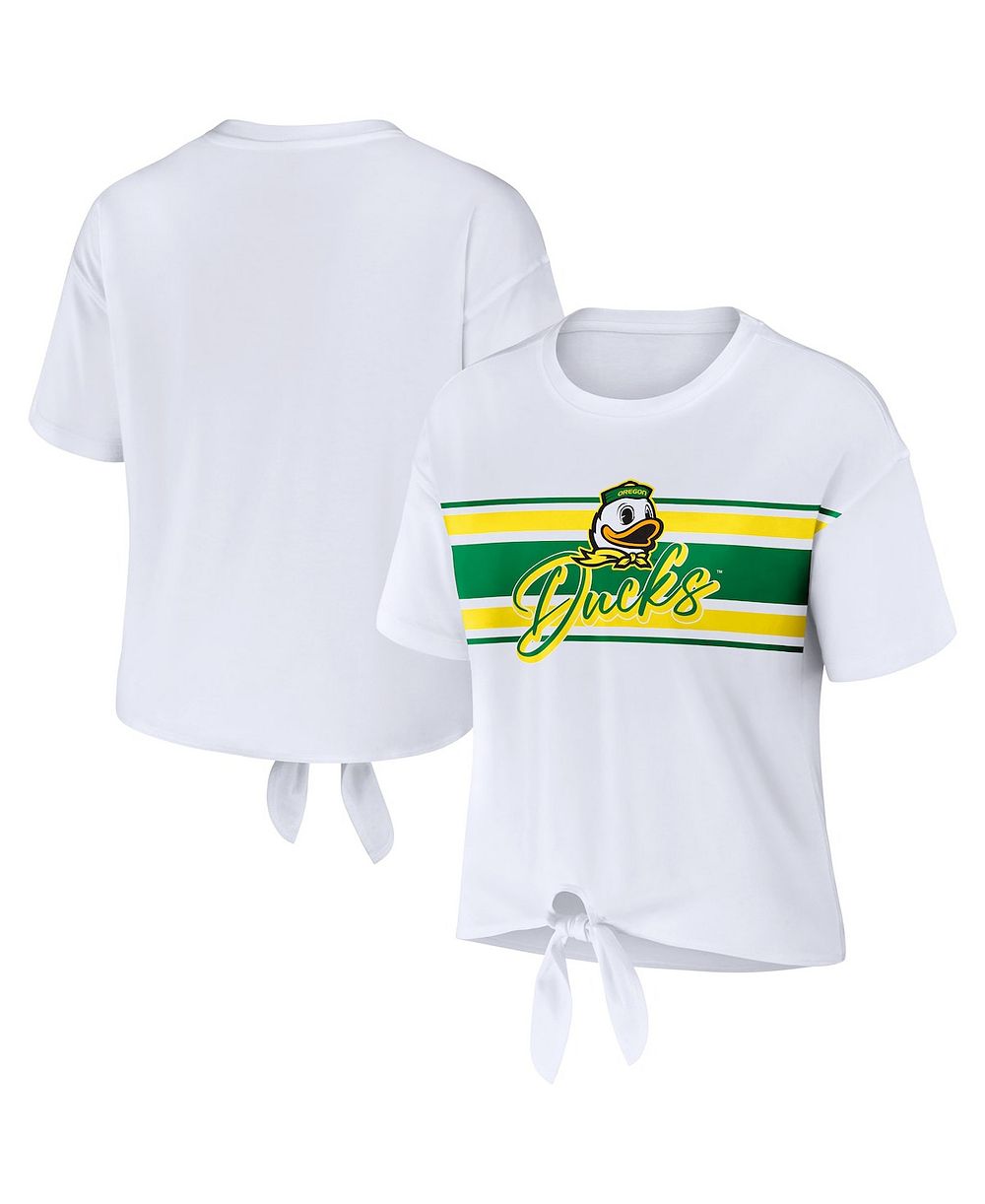Женский укороченный T-shirt WEAR by Erin Andrews Oregon Ducks с узлами спереди