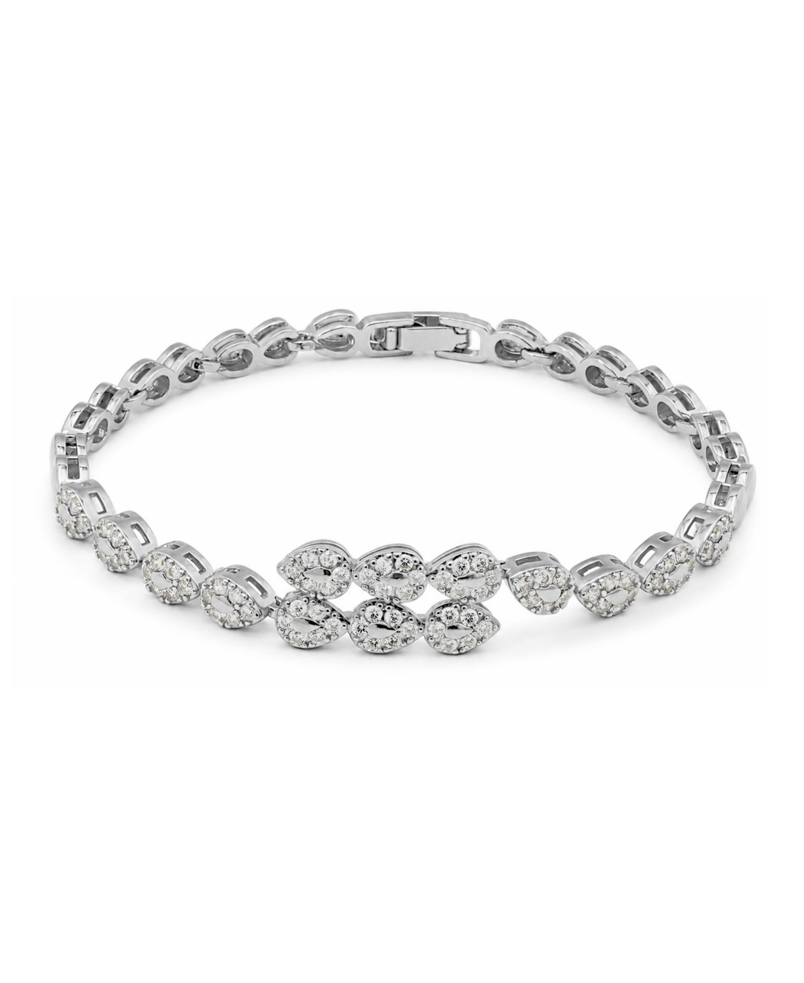 Macy's Pave Cubic Zirconia Polish Combo Pear Shapes Bypass Bracelet