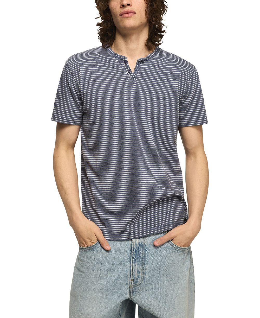Lucky Brand Men's Striped Venice Burnout Notch Neck T-Shirt