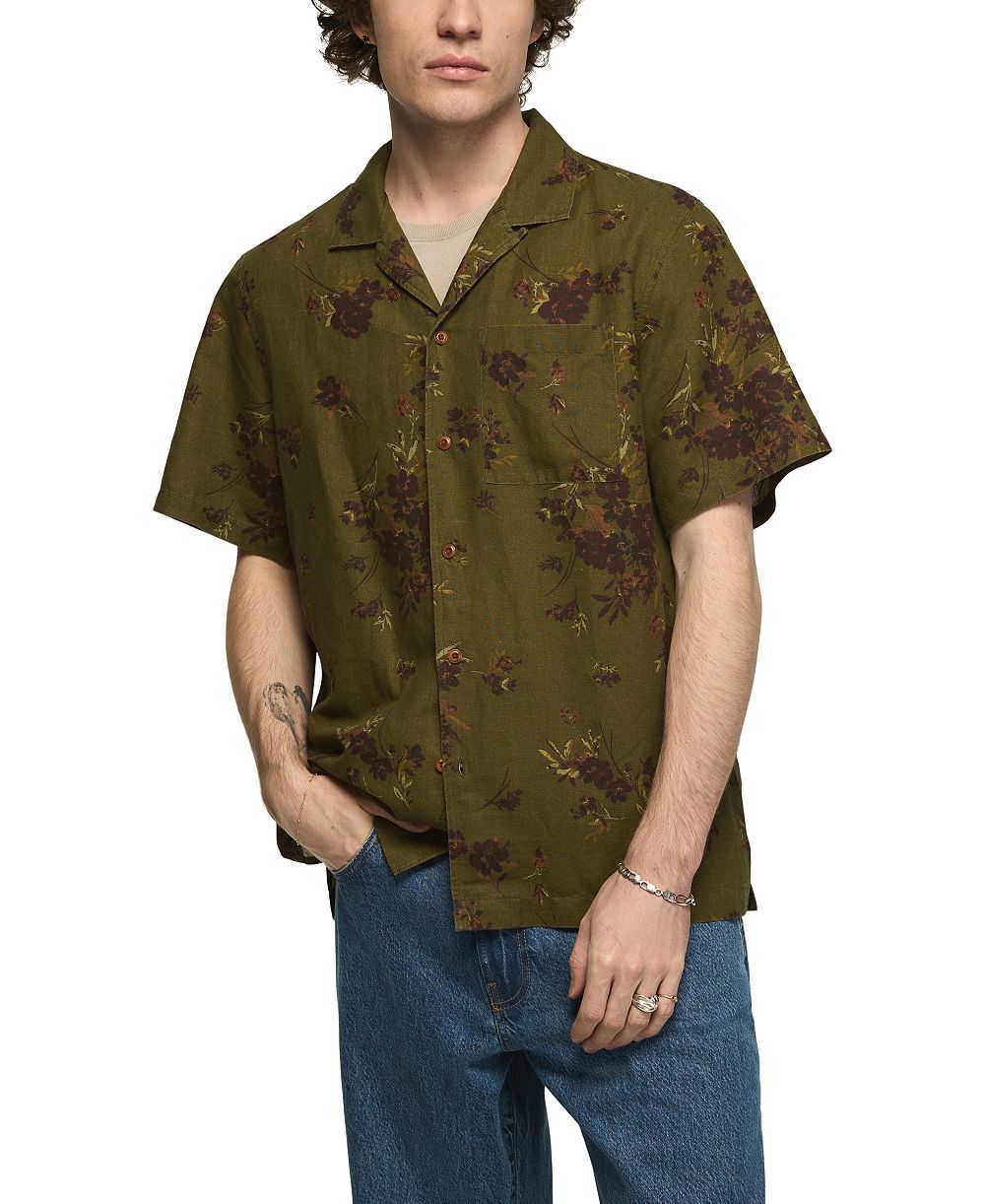 Мужская рубашка Lucky Brand Printed Short-Sleeve Camp Collar
