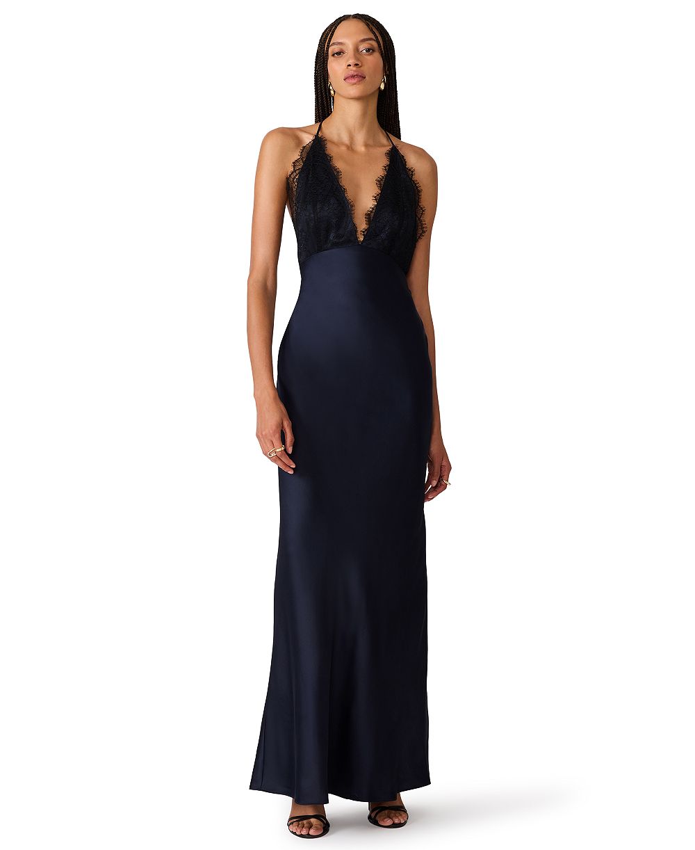 Steve Madden Women's Lace Satin V-Neck Dress