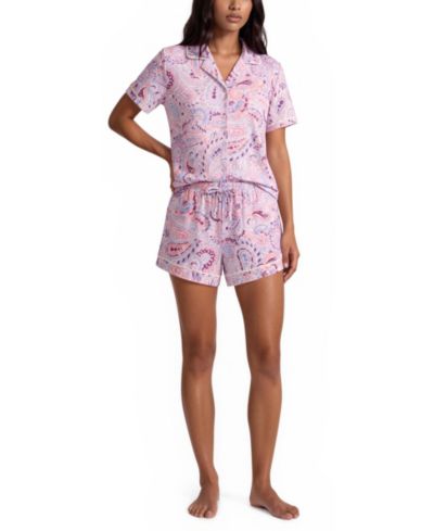 Vera Bradley Women's Mix Match Notch-Neck Top with Pajama Shorts and Pants, 3-Piece set
