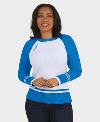 Женский свитер WEAR by Erin Andrews White/Powder Blue Los Angeles Chargers Colorblock Raglan
