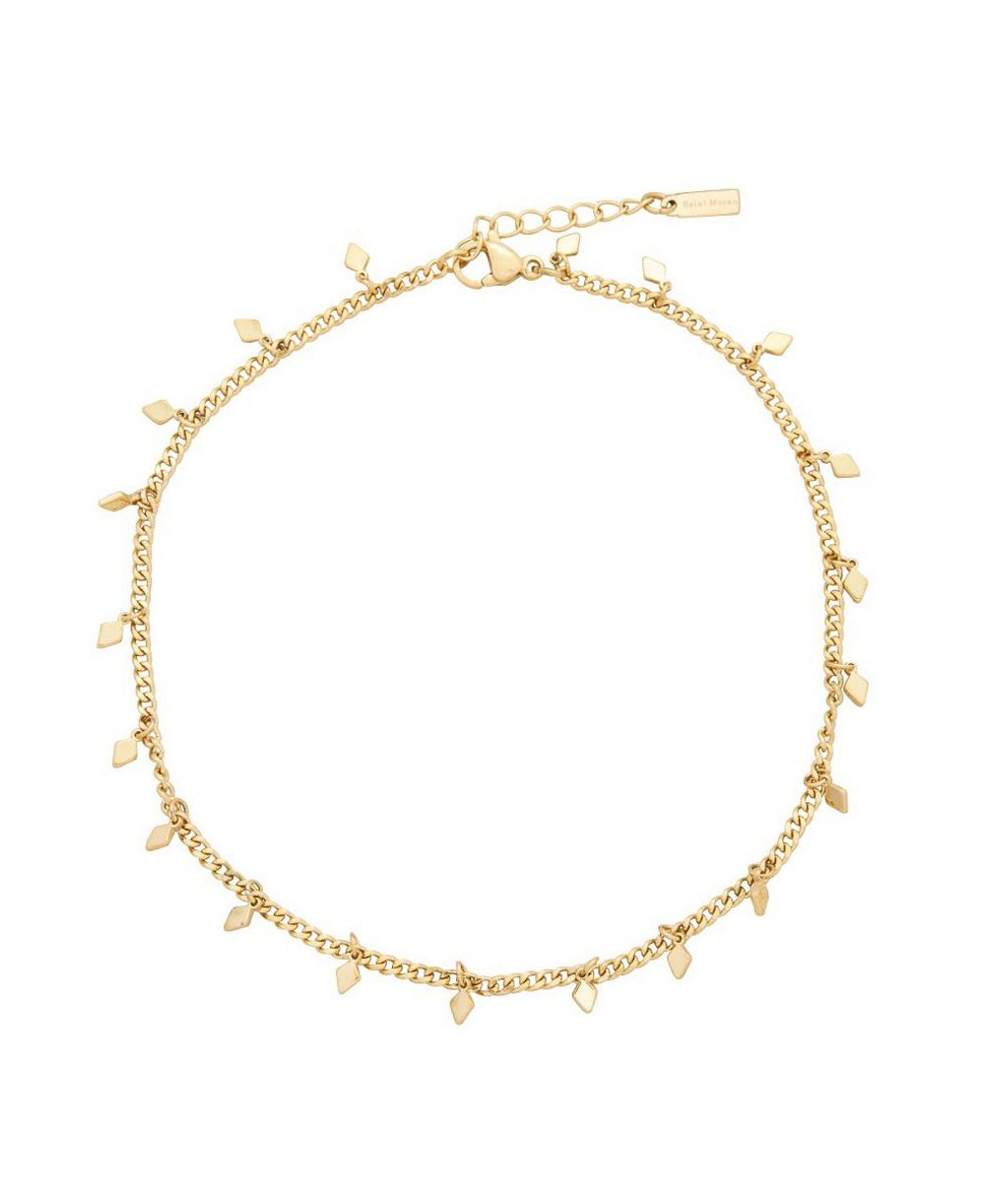 Браслет-анклет St. Moran Gold Curb Chain Diamond Dangle Sabrina
