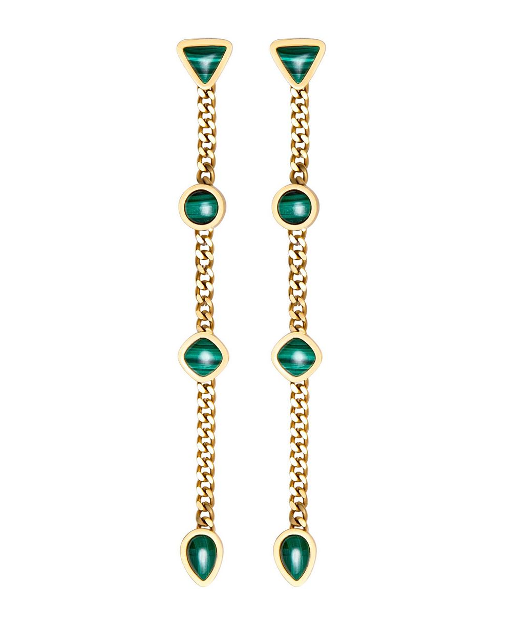 St. Moran Серьги Malachite Lafeyette с золотым покрытием