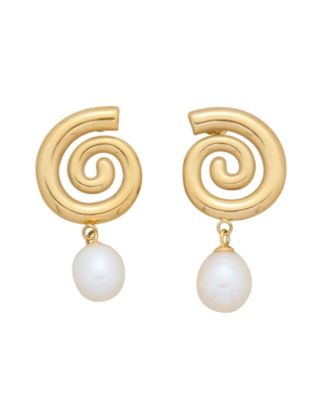 Серьга St. Moran Gold Natural Freshwater Pearl Swirl Athena