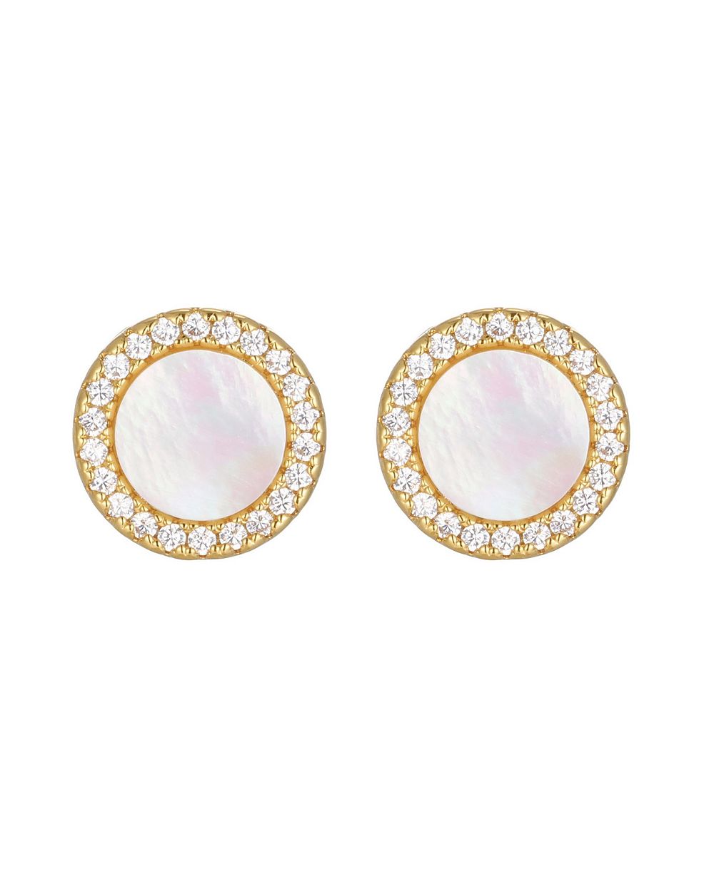 St. Moran Gold Mother of Pearl Halo Serra Stud Earrings