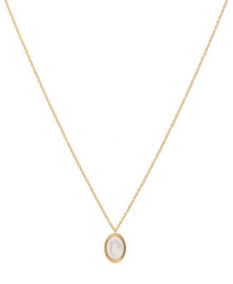 St. Moran Gold freshwater Pearl Oval Olivia Pendant Necklace