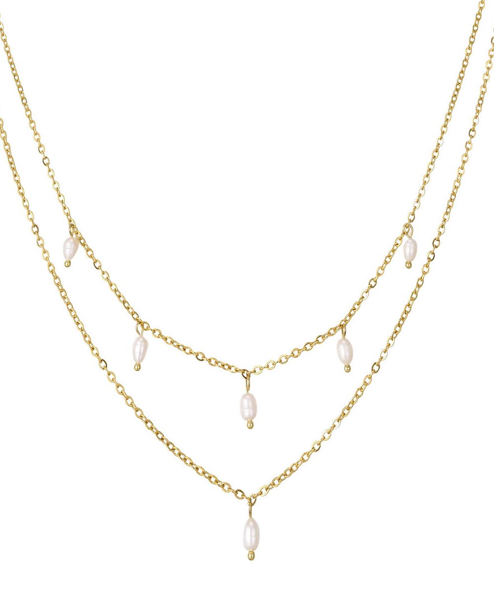 Ожерелье Riva St. Moran Tarnish-Resistant Gold Natural Freshwater Pearl Layered Dangle
