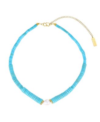 Ожерелье St. Moran Tarnish-Resistant Natural Freshwater Pearl Chunky Turquoise Beaded Delray