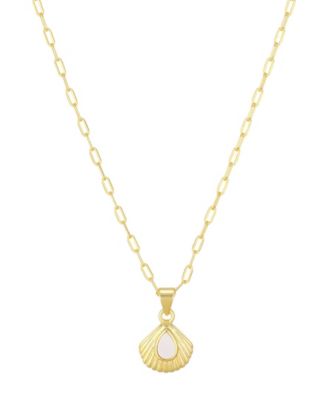 St. Moran Mother of Pearl Shell Paperclip Palm Necklace