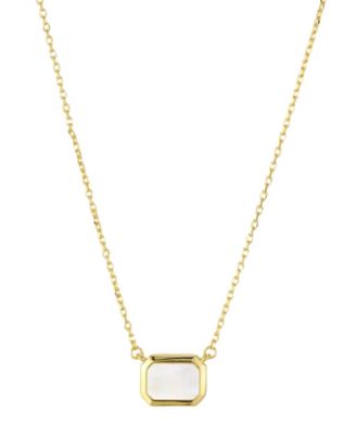 St. Moran Gold Mother of Pearl Bezeled Sideways Solange Necklace