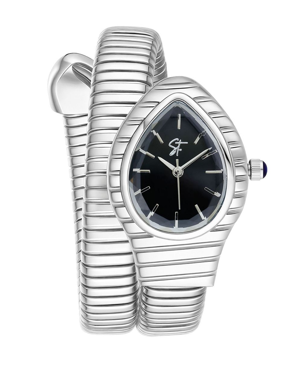 St. Moran Women's Tarnish-Resistant White Rhodium Wrap Watch 13mmx25mm
