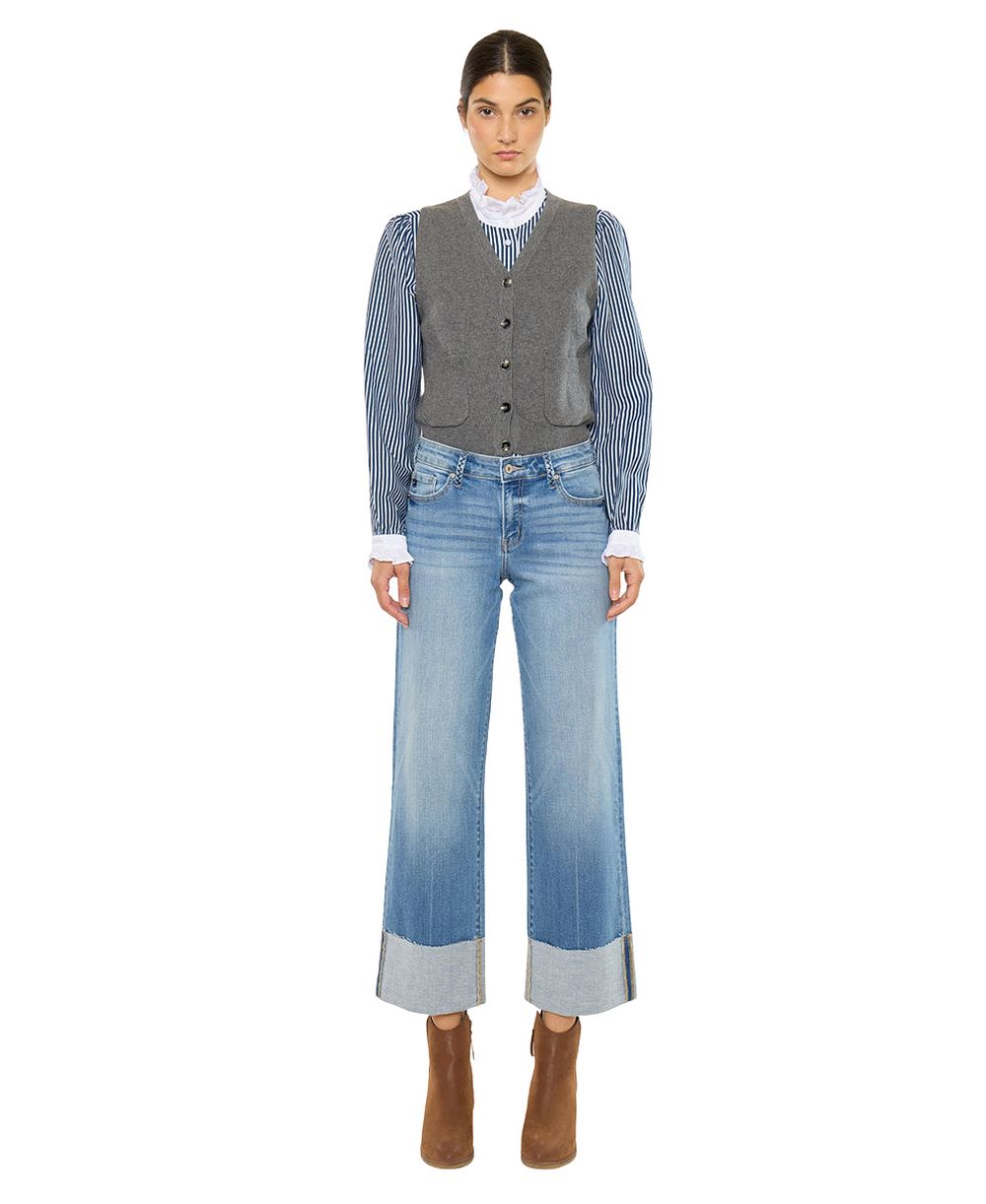 KanCan Женские джинсы Kenny Mid Rise Crop Wide-Leg