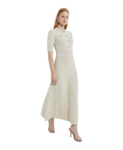Женское платье макси Karen Millen Rib Knit с военной отделкой