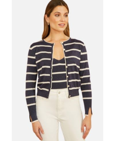Yumi Women's Long Sleeve Round Neck Cardigan