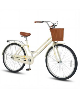 Велосипед Gymax Beach Cruiser с регулируемым сиденьем и корзиной