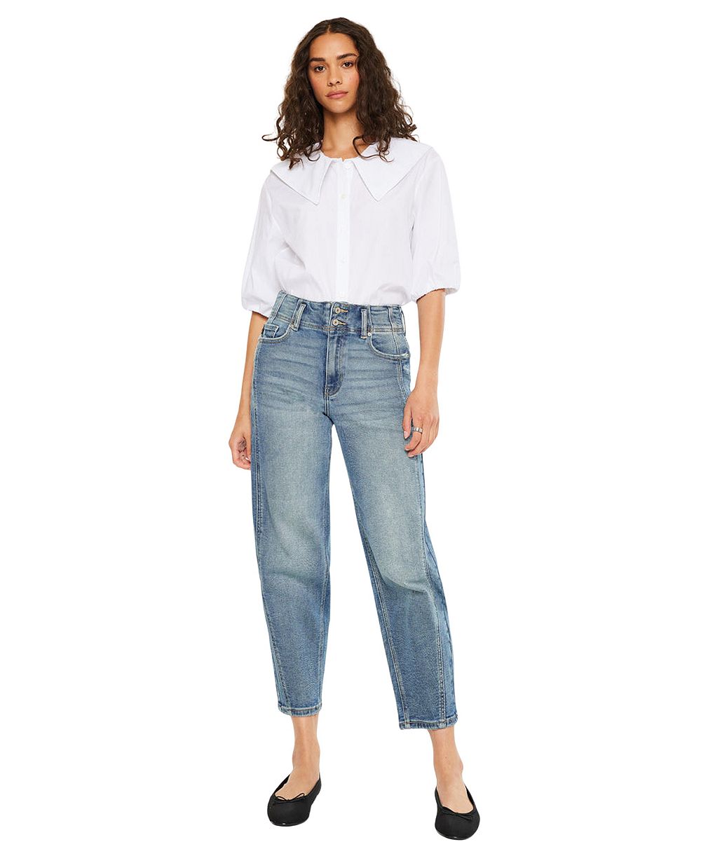 KanCan Women's USA Juniors' Jane Ultra High-Rise Slim Barrel Jeans
