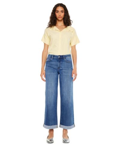 KanCan Women's Reyna Essentials High Rise Wide Leg Jeans