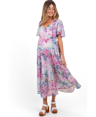 Pinkblush Women's Floral Flutter Sleeve Midi Dress