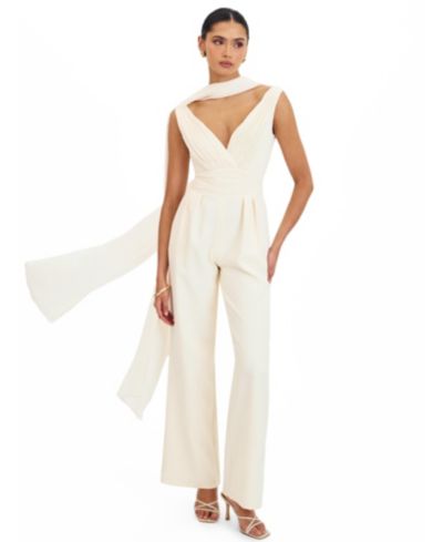 Женский комбинезон Miss Circle Women's Harper Ivory Ruched V-Neck