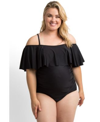 Женский слитный купальник PinkBlush Maternity Ruffle Trim Ruched Plus