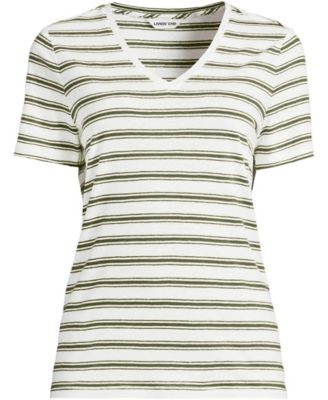Lands' End Plus Size футболка из смеси льна с V-образным вырезом и коротким рукавом