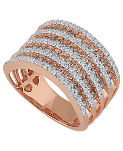 Diamond Multi-Row Band Ring (1-1/2 ct. t.w.) in 14k Rose Gold