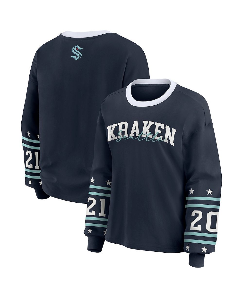Женская спортивная футболка WEAR by Erin Andrews Deep Sea Blue Seattle Kraken Long-Sleeve