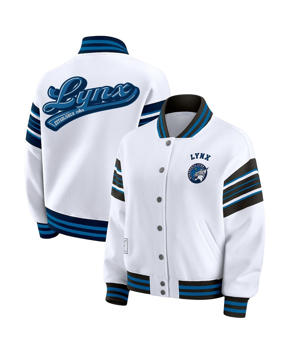 WEAR by Erin Andrews Women's White/Black WNBA Full-Snap Fleece Sweatshirt Jacket