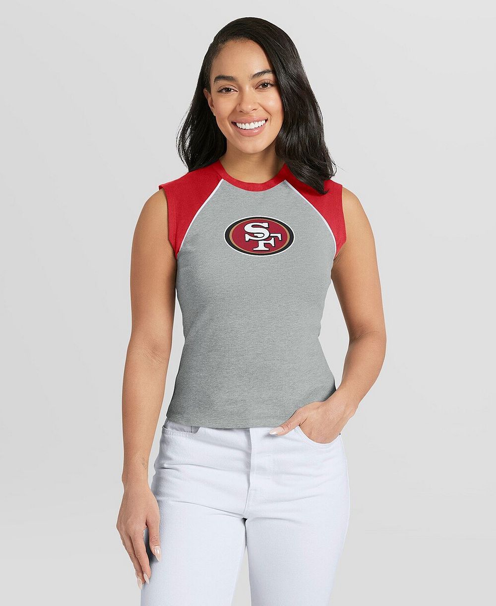 Женский укороченный раглан-топ WEAR by Erin Andrews San Francisco 49ers серого цвета