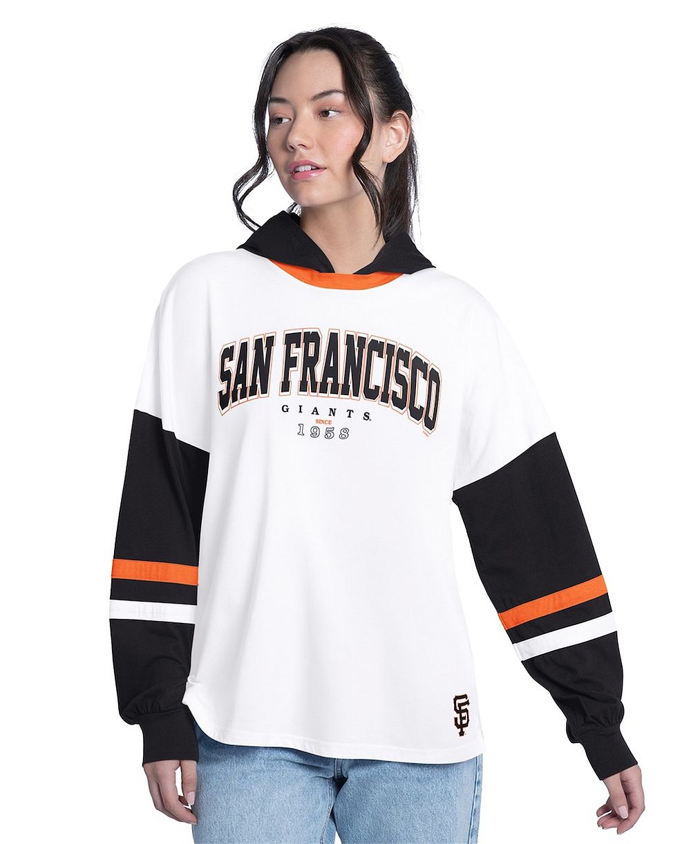 Женская футболка G-III 4Her by Carl Banks San Francisco Giants, оверсайз, с длинным рукавом, белая/черная