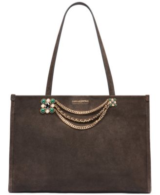 KARL LAGERFELD PARIS Jade Suede Laptop Large Tote Handbag