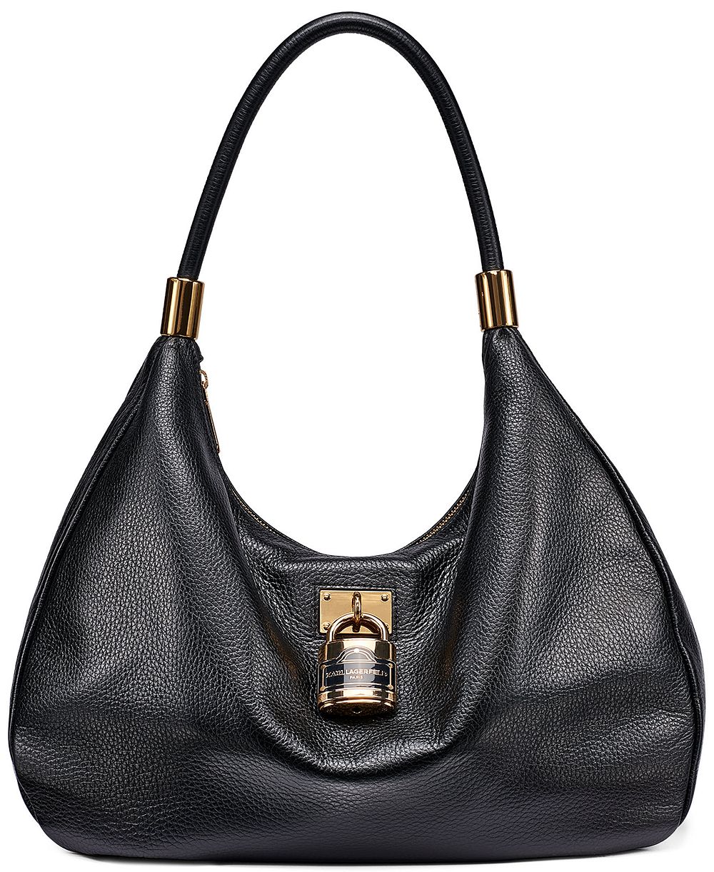 KARL LAGERFELD PARIS Maelynn Large Leather Hobo Handbag